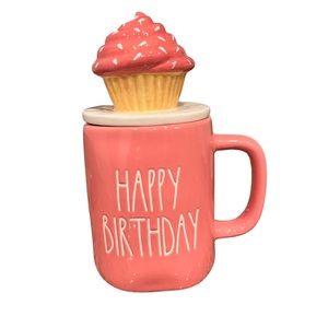 Rae Dunn Happy Birthday mug with cupcake topper
